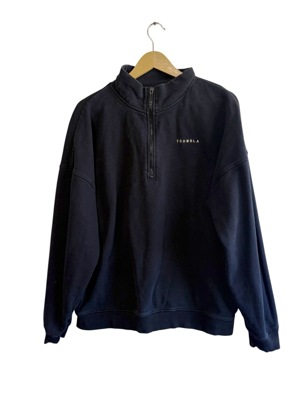 Young LA Men’s Large Navy Blue Fleece 1/4 Zip Pullover‎ Athletic Gym Loungewear